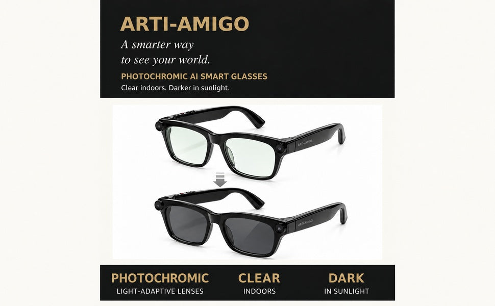 AI Smart Glasses with 2K Camera and photochromic Lenses